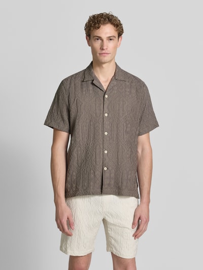 Lindbergh Modern Fit Freizeithemd mit Strukturmuster Khaki 4