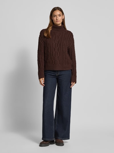 s.Oliver RED LABEL Regular Fit Rollkragenpullover aus Baumwoll-Mix Dunkelbraun 1