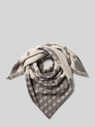 Guess Schal mit Allover-Logo-Stitching Modell 'Kefiah' Taupe 1