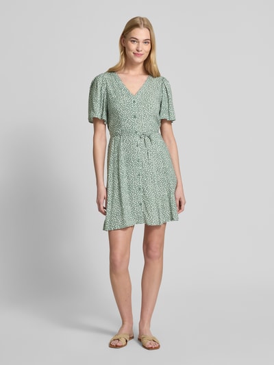 Vero Moda Sukienka mini taliowana z czystej wiskozy model ‘ALBA’ Miętowy 1