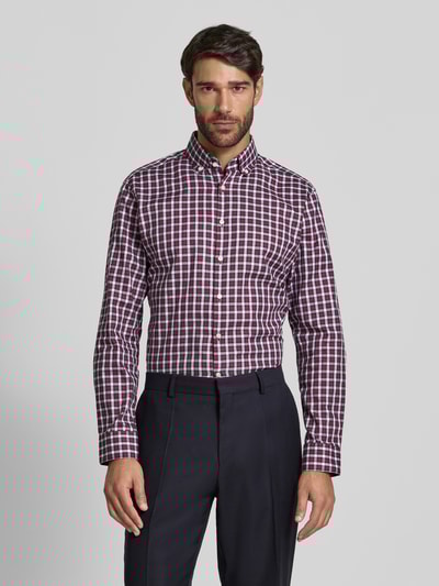 Jake*s Regular Fit Businesshemd aus Baumwolle Dunkelrot 4