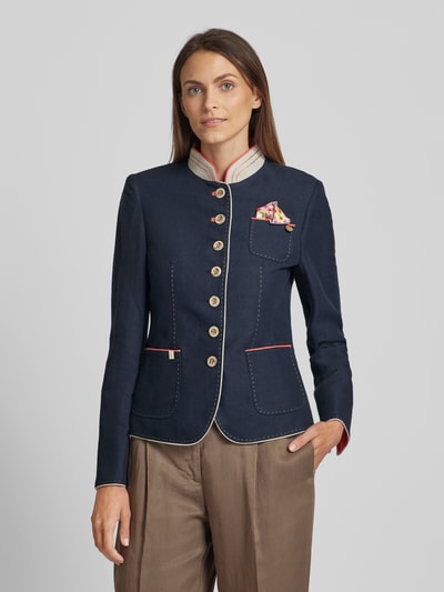 White Label Blazer aus Leinen-Baumwoll-Mix mit Stehkragen Marine 4