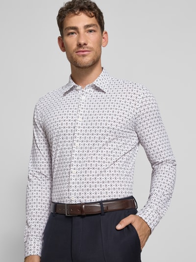 BOSS Slim Fit Business Hemd mit Allover-Muster Modell 'P-ROAN' Weiss 3