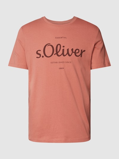 s.Oliver RED LABEL T-shirt z nadrukiem z logo Jasnoczerwony 2