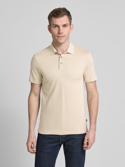 BOSS Slim fit poloshirt met labeldetail, model 'Pitton' Beige - 4