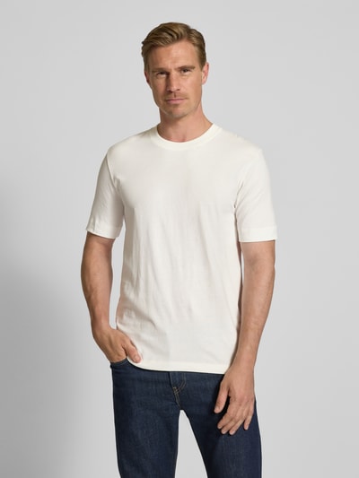 Drykorn T-Shirt mit geripptem Rundhalsausschnitt Modell 'RAPHAEL' Offwhite 4