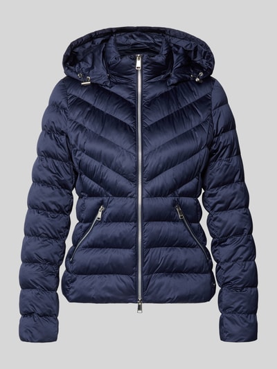 Produktfoto, Taillierte Steppjacke mit Zweiwege-Reißverschluss Modell 'ANYA' von Beaumont Amsterdam in Dunkelblau, strukturierte Oberfläche