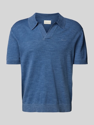 Gant Regular fit poloshirt met labelstitching Koningsblauw - 2