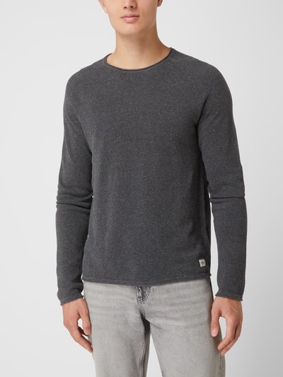 Jack & Jones Sweter z dzianiny z naszywką z logo model ‘HILL’ Antracytowy melanż 4