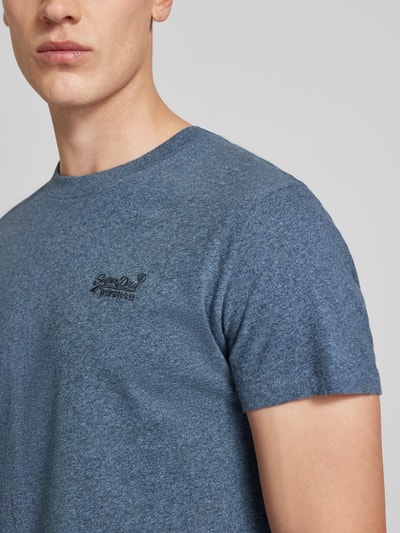 Superdry T-shirt met labelstitching Petrol gemêleerd - 3