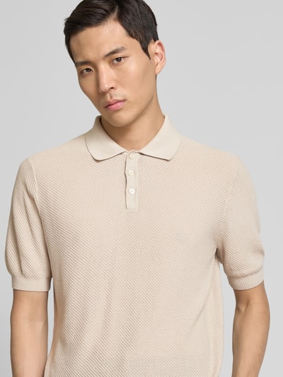 GRAN SASSO Regular Fit Poloshirt mit Strukturmuster Beige 3