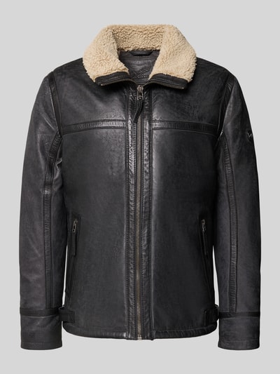 Gipsy Leren jack van schapennappa met ritszakken Antraciet - 2