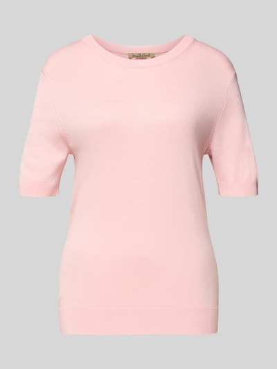 Produktfoto, Strickshirt aus Viskose-Mix mit Rundhalsausschnitt von Smith and Soul in zartem Rosa, glatte Oberfläche, Slim Fit, gerippte Abschlüsse.