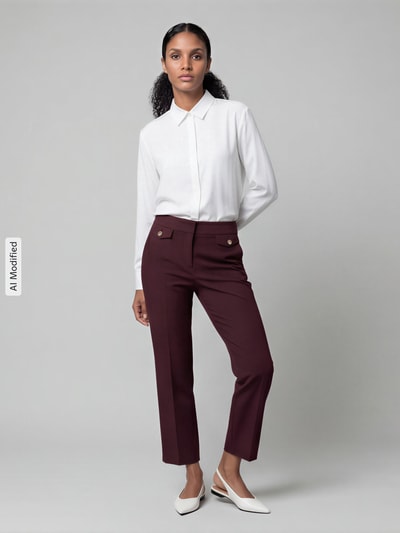 SEDUCTIVE Regular Fit Weite Hose mit Viskose-Anteil Modell 'ALARA' Bordeaux 1