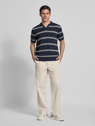 MCNEAL Relaxed fit gebreide polo met V-hals Donkerblauw - 1