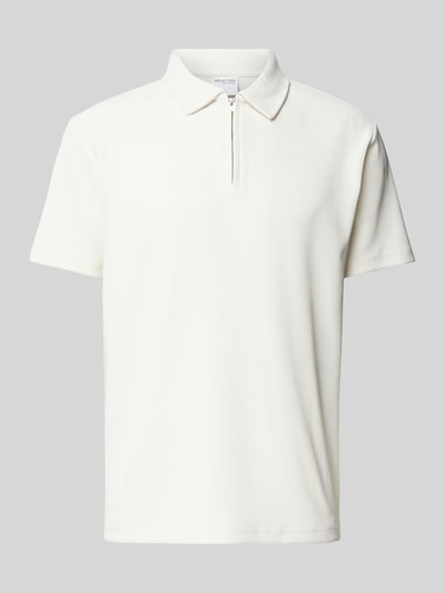 Selected Homme Relaxed Fit Poloshirt in Ripp-Optik Offwhite 2