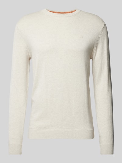 Tom Tailor Strickpullover mit Label-Stitching Modell 'BASIC' Offwhite 2