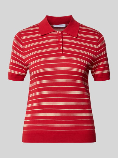 MANGO Slim Fit Strick-Poloshirt aus Viskose-Mix Modell 'POLVITO' Rot 1