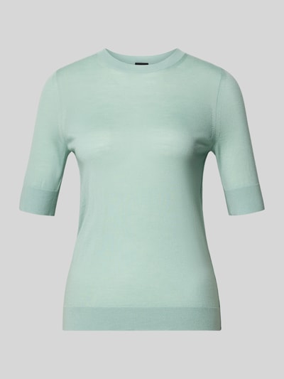 BOSS Sweter z czystej wełny z merynosów, krój slim fit, model 'FARBELLA' Miętowy 2