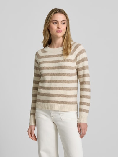 Vero Moda Regular Fit Strickpullover mit Raglanärmeln Modell 'DOFFY' Beige 4