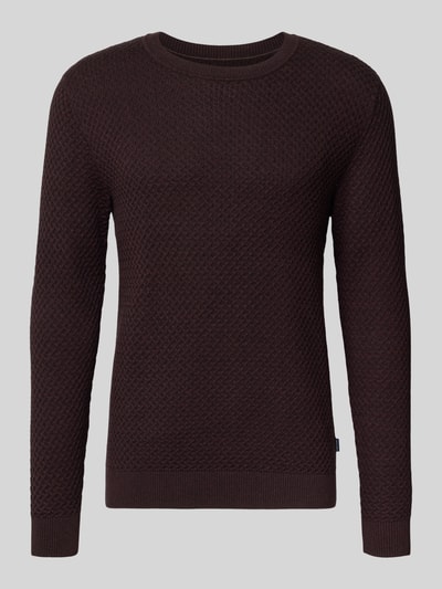Jack & Jones Premium Strickpullover mit Strukturmuster Modell 'BARKLEY' Bordeaux 2