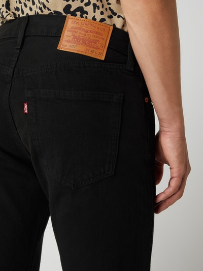 Levi's® Straight fit jeans van katoen, model '501' Zwart - 3