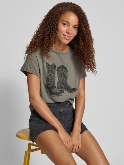 Noisy May T-Shirt mit Label-Print Modell 'BOHDI' Hellgrau 3