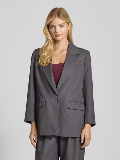 Only Relaxed fit lange blazer met viscose, model 'HATTIE-LANA' Antraciet gemêleerd - 4