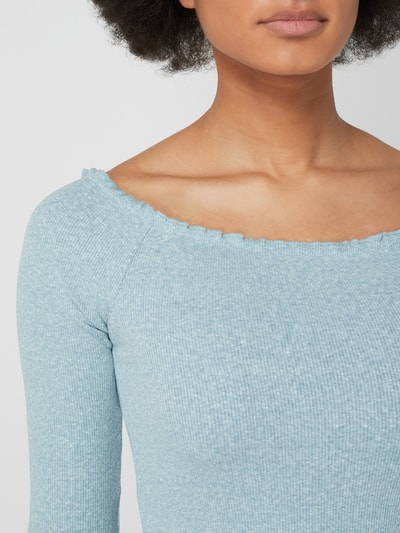 Review Crop Shirt mit Rippenstruktur Eisblau Melange 3