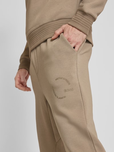 BOSS Green Sweatpants met elastische band, model ‘Huggel’ Beige - 3