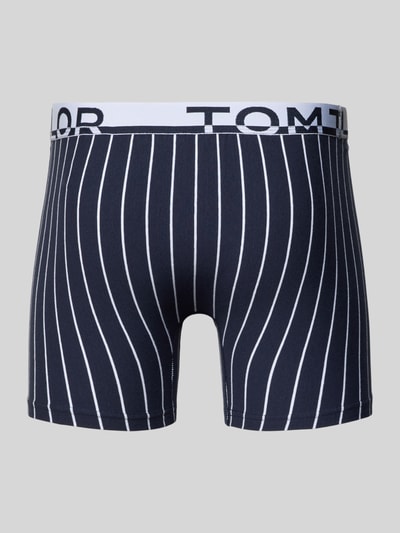 Produktfoto, Trunks aus Baumwoll-Mix im 2er-Pack von Tom Tailor, unifarben mit weißen Streifen, elastischer Label-Bund, glatte Textur