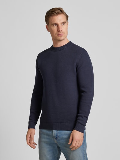 SELECTED HOMME Sweter z dzianiny z okrągłym dekoltem model ‘DANE’ Granatowy 4