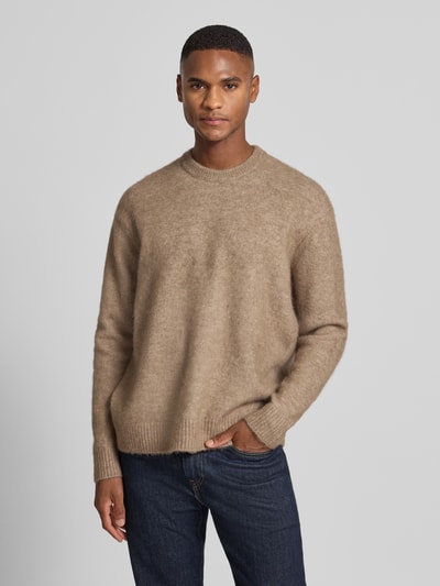 SELECTED HOMME Relaxed fit gebreide pullover met wol, model 'RAI BRUSHED' Hazelnoot - 4