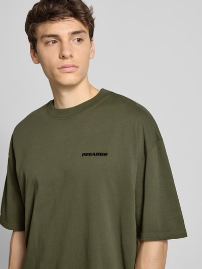 Pegador Oversized T-shirt met labelstitching Olijfgroen - 3