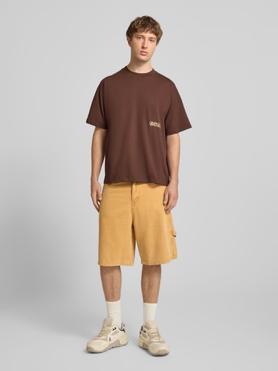 ANOTHER COTTON LAB T-shirt z Wyhaftowane logo i Okrągły dekolt Ciemnobrązowy 1