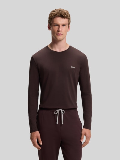 BOSS Langarmshirt mit kleinem Logo-Schriftzug Dunkelbraun 4
