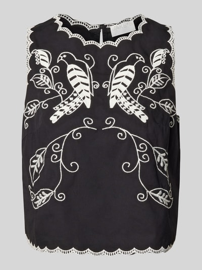 Jake*s Collection Regular Fit Blusentop mit Motiv-Stitching Black 2