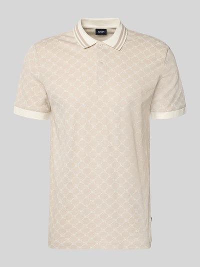 Produktfoto, Regular Fit Poloshirt mit Logo-Muster Modell 'Jessino' von JOOP! Collection aus reiner Baumwolle in Beige mit Knopfleiste
