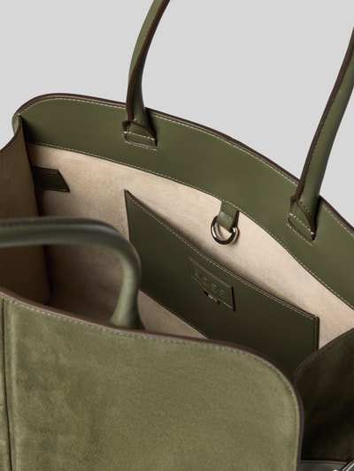 BOSS Shopper mit Leder-Anteil Modell 'Clarice Tote SU' Dunkelgruen 4