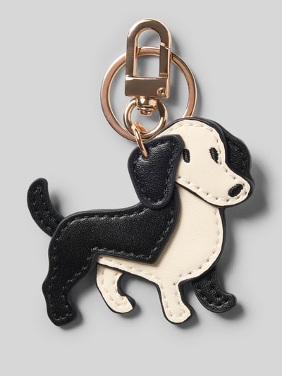 Produktfoto, Schlüsselanhänger mit Karabinerhaken Modell 'My Dachshund' von Seidenfelt in Schwarz-Weiß Animal-Optik, Strukturmuster