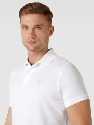 Barbour Koszulka polo o kroju slim fit z wyhaftowanym logo Biały 3