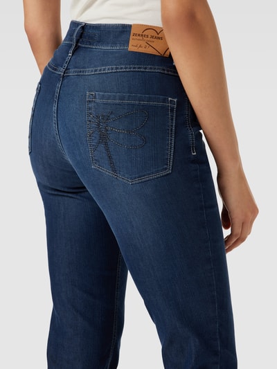 Zerres Caprijeans mit Label-Patch Modell 'CORA' Dunkelblau 3