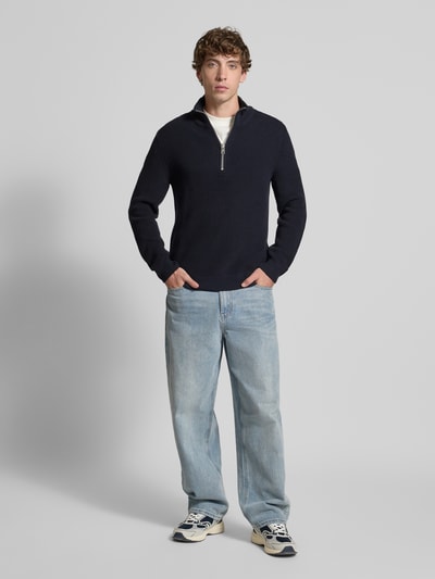 Marc O'Polo Denim Regular Fit Troyer aus reiner Baumwolle Marine 1