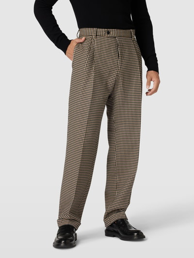 BOSS Slim fit pantalon met persplooien, model 'Fraye' Beige - 4