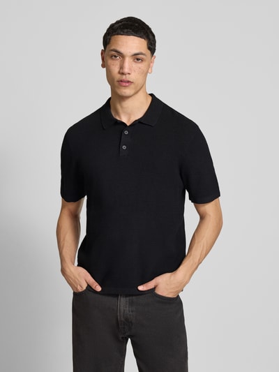 JACK & JONES Regular Fit Poloshirt mit Strukturmuster Modell 'GEORGE' Black 4