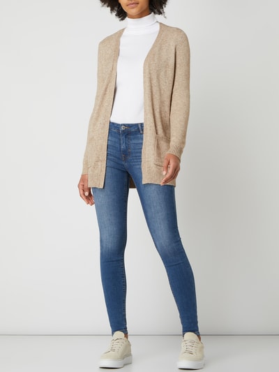 Only Lange cardigan met steekzakken Beige gemêleerd - 1