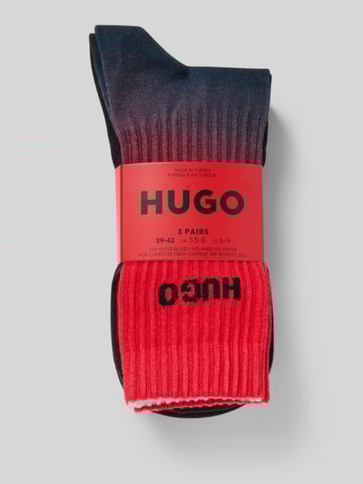 HUGO Socken mit Label-Schriftzug im 3er-Pack Modell 'RIB RISING' Rot 3