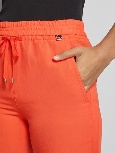 Marc Cain Tapered Fit Stoffhose aus Viskose-Leinen-Mix Rot 3