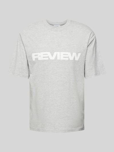 REVIEW T-shirt z nadrukiem z logo Jasnoszary melanż 2