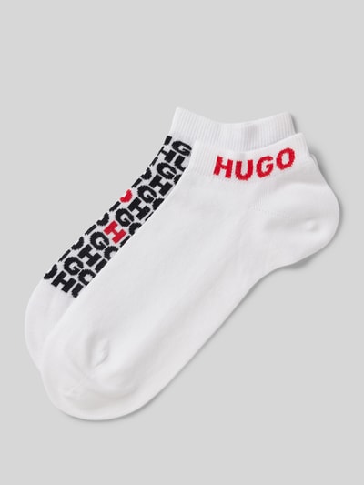 HUGO Krótkie skarpety z detalem z logo w zestawie 2 szt. Biały 1
